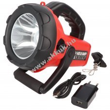 Velamp CHURCHILL �jrat�lthet� 10W LED reflektor piros villog�val USB