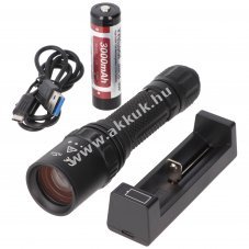 Weltool M8 zoomos LED zsebl�mpa 860lm 18650 akku 3000mAh t�lt�vel Li-Ion