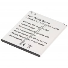 Helyettes�t� akku Wiko Barry / Barry Dual SIM 3,7V 2000mAh mobiltelefon Li-ion