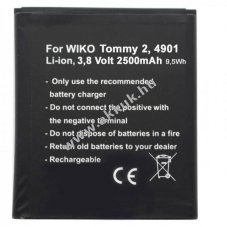 Helyettes�t� akku Wiko Tommy 2 4901 3,8V 2500mAh mobiltelefon