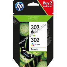 Eredeti HP tinta kombi csomag X4D37AE NR.302/F6U66AE NR.302/F6U65AE fekete/sz�n nyomtat� patron
