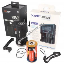 AceBeam X80-GT LED zsebl�mpa 32500 lumen 4x18650 Li-ion 3100mAh
