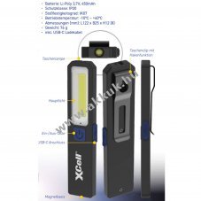 XCell Worklight SLIM munkal�mpa 200 lumen 3 f�nyer�szint USB-C t�lt�s