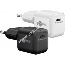 Goobay USB-C PD GaN gyorst�lt� 20W 1x USB-C csatlakoz� feh�r