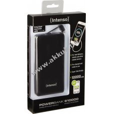 Intenso XS10000 powerbank 10000mAh USB-A Micro-USB USB-C 5,0V-3,1A fekete Li-Po