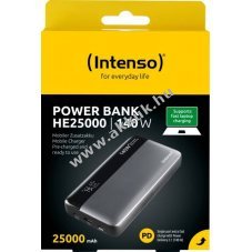 Intenso HE25000 powerbank 25000mAh 140W 1xUSB-A 2xUSB-C PD 3.1 sz�rke-fekete 1db/csomag