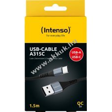 Intenso USB-k�bel A315C USB-A USB-C 1,5m 60W fekete