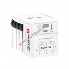 Skross World Adapter MUV USB AC30PD 2 p�lus� univerz�lis utaz�adapter USB C �s USB t�lt�vel