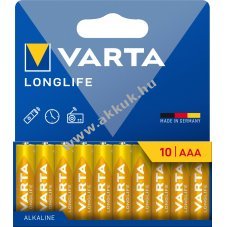 Varta AAA (mikro) LR03 elem 1.5V 10db/csomag hossz� �lettartam� hagyom�nyos elem alk�li