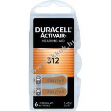 Duracell Activair 312 1,45V hall�k�sz�l�k elem 6db/csomag Zinc Air