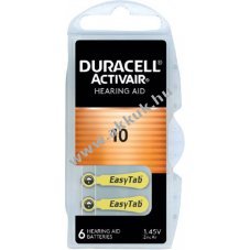 Duracell Activair 10 1.45V hall�k�sz�l�k elem 6db/csomag cink-leveg�