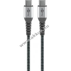 Goobay USB-C k�bel textilbor�t�ssal 0,15m 60W 3A f�m csatlakoz�kkal