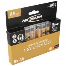 Ansmann Premium AA Mignon ceruza akku 1,5V 2000mAh 8db/csomag Li-Ion