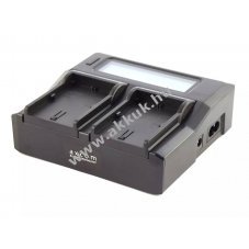 Axcom dupla asztali LCD t�lt� Canon LP-E6 vide�kamera akkuhoz 8,4V/12,6V/16,8V USB