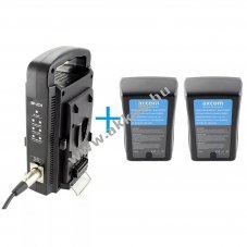 Axcom SM-CPVM-2 + 2x U-SVLO-150-UD V-Mount 2db/csomag 150Wh vide�kamera Li-ion