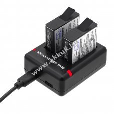 Helyettes�t� akkut�lt� GoPro ASST1 AHDBT-501 3x USB k�bellel