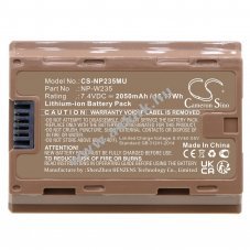 Helyettes�t� kamera akku Fujifilm X-T4 NP-W235 2050mAh 15.17Wh