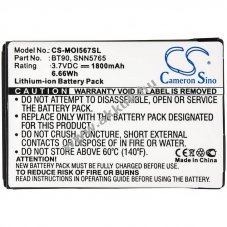 Helyettes�t� telefon akku Motorola I576 BT90 helyettes�t� 1800mAh 6.66Wh