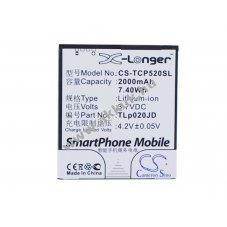Helyettes�t� telefon akku TCL P520L TLp020JD 2000mAh 7.4Wh