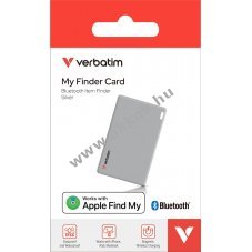 Verbatim My Finder Card MYFCR-01S ez�st Bluetooth tracker 110mAh Qi 1db/csomag IP66