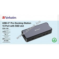 Verbatim USB-C Pro Docking Station CDS-15S 15-port HDMI 8K DP RJ45 SD microSD M.2 SSD