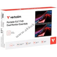 Verbatim Portable Dual Monitor 2x15,6 (39,62cm) Full HD USB-C Mini HDMI IPS tok