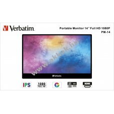 Verbatim PM-14 14\ Full HD hordozhat� monitor USB-C HDMI IPS nem �rint�k�perny�s