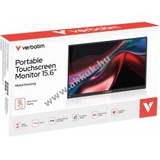Verbatim PMT-15 hordozhat� monitor 15,6 (39,62cm) Full HD USB-C HDMI IPS �rint�k�perny�