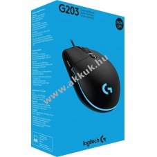 Logitech G203 Gaming eg�r USB k�beles optikai 8000dpi 6 gomb LIGHTSYNC fekete