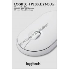 Logitech M350s Pebble 2 vezet�k n�lk�li Bluetooth optikai eg�r 1000dpi 3 gomb feh�r