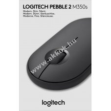 Logitech M350s Pebble 2 vezet�k n�lk�li Bluetooth eg�r grafit 1000dpi 3gomb SilentTouch