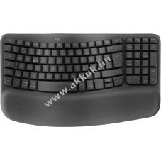 Logitech Wave Keys ergonomikus vezet�k n�lk�li billenty�zet DE grafit Bluetooth Logi Bolt USB-C