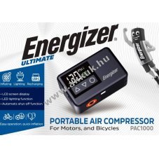 Energizer PAC1000 akku Powerbank 500mAh 120PSI mini kompresszor LED Li-Polymer