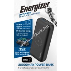 Energizer Ultimate QE20009PQ 20.000mAh vezet�k n�lk�li powerbank akku fekete