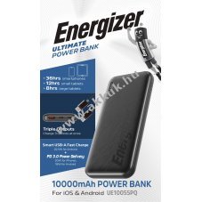 Energizer akku powerbank Ultimate UE10055PQ 10000mAh fekete 1x USB-A 2x USB-C PD