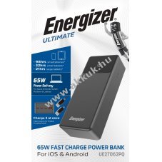 Energizer Akku Powerbank UE27062PQ 27000mAh 65W fekete Li-Polymer