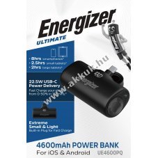 Energizer akku powerbank UE4600PQ 4600mAh 2x USB-C PD fekete Li-Polymer