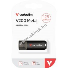 Verbatim V200 Metal 128GB USB 3.2 Gen1 USB-A pendrive 200MB/s olvas�s 80MB/s �r�s fekete