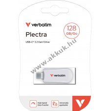 Verbatim Plectra USB 3.2 Gen1 USB-C 128GB 100MB/s olvas�s 25MB/s �r�s feh�r csomag