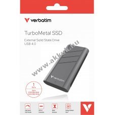 Verbatim SSD 1TB USB4.0 Type-C TurboMetal f�m h�z 3700MB/s olvas�s 3600MB/s �r�s csomag
