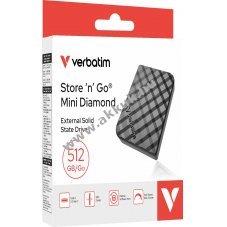 Verbatim SSD 512GB USB 3.2 Gen2 A-C Mini Diamond fekete 1000MB/s csomag