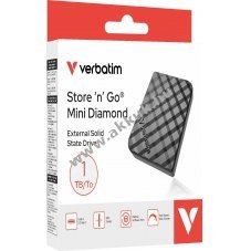 Verbatim SSD 1TB USB 3.2 t�pus A-C Mini Diamond fekete 1000MB/s olvas�s 1000MB/s �r�s Retail csomag