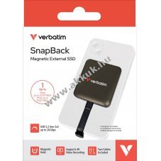 Verbatim SSD SnapBack 1TB USB-C Moccha Metallic 2000MB/s olvas�s 1600MB/s �r�s csomag