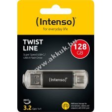 Intenso Twist Line USB 3.2 Stick 128GB USB-A/USB-C antracit 70MB/s csomag