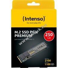 Intenso SSD M.2 2280 250GB PCIe3.0 NVMe 2100MB/s olvas�s 1100MB/s �r�s Premium Retail