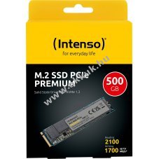 Intenso SSD 500GB M.2 2280 PCIe3.0 NVMe 2100MB/s R 1700MB/s W Retail