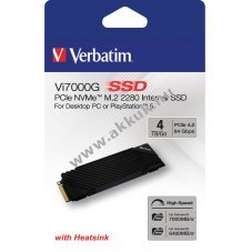 Verbatim SSD Vi7000G 4TB PCIe 4.0 M.2 2280 NVMe 7000MB/s olvas�s 6400MB/s �r�s Retail
