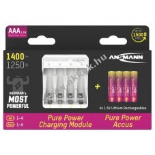 Ansmann Pure Power t�lt� 4x AAA (Micro) akku 1,5V 1400mAh USB-C Li-Ion