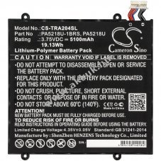 Helyettes�t� t�blag�p akku Excite A204/PA5218U-1BRS 5100mAh/19.13Wh