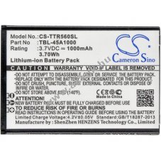 Helyettes�t� hotspot akku 5600 TBL-45A1000 1000mAh 3.7Wh